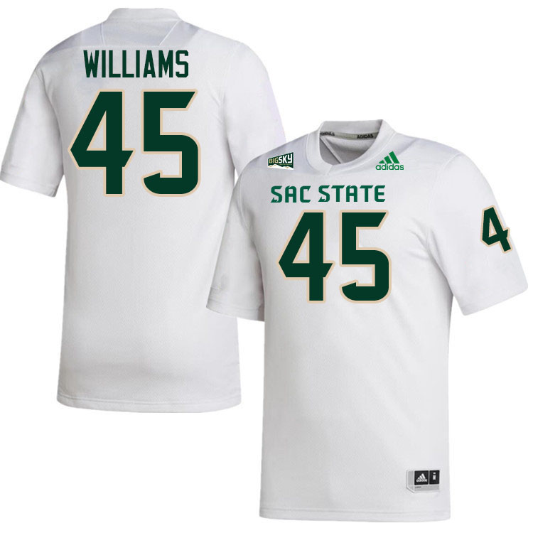 Xavier Williams SAC State Jersey,Sacramento State Hornets #45 Xavier Williams Jersey-White